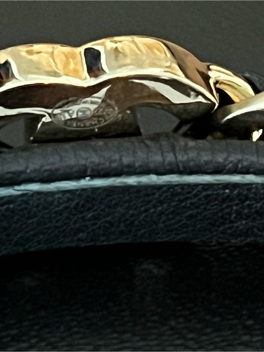 CHANEL Black Leather-Wrapped Gold Chain Headband with CC Charm - Picture 4 of 5